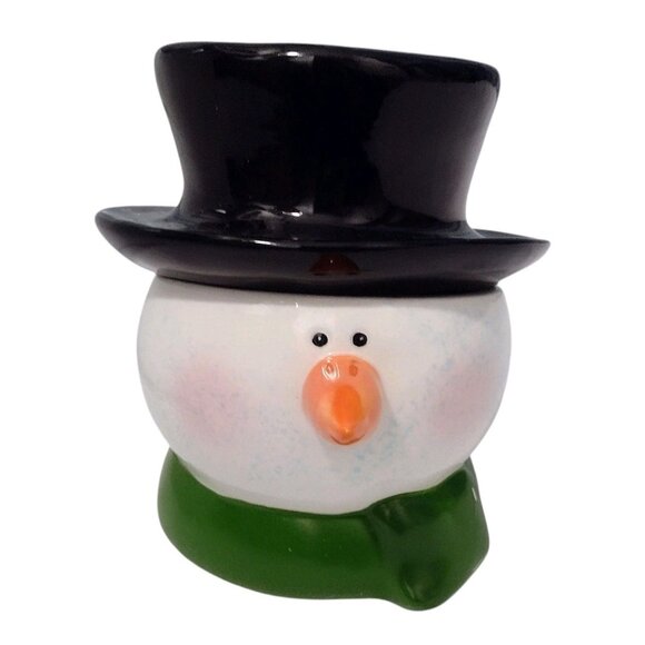 Vintage JCPenney Home Collection Ceramic Snowman Head with Candle in Box Holiday - Picture 2 of 5